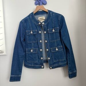 L’Agence Small Yari Denim Jacket Medium Wash Classy Career Office Preppy